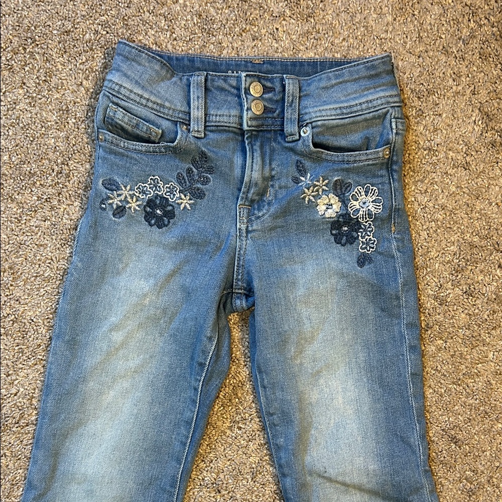 Embroidered Blue Jeans for Girls